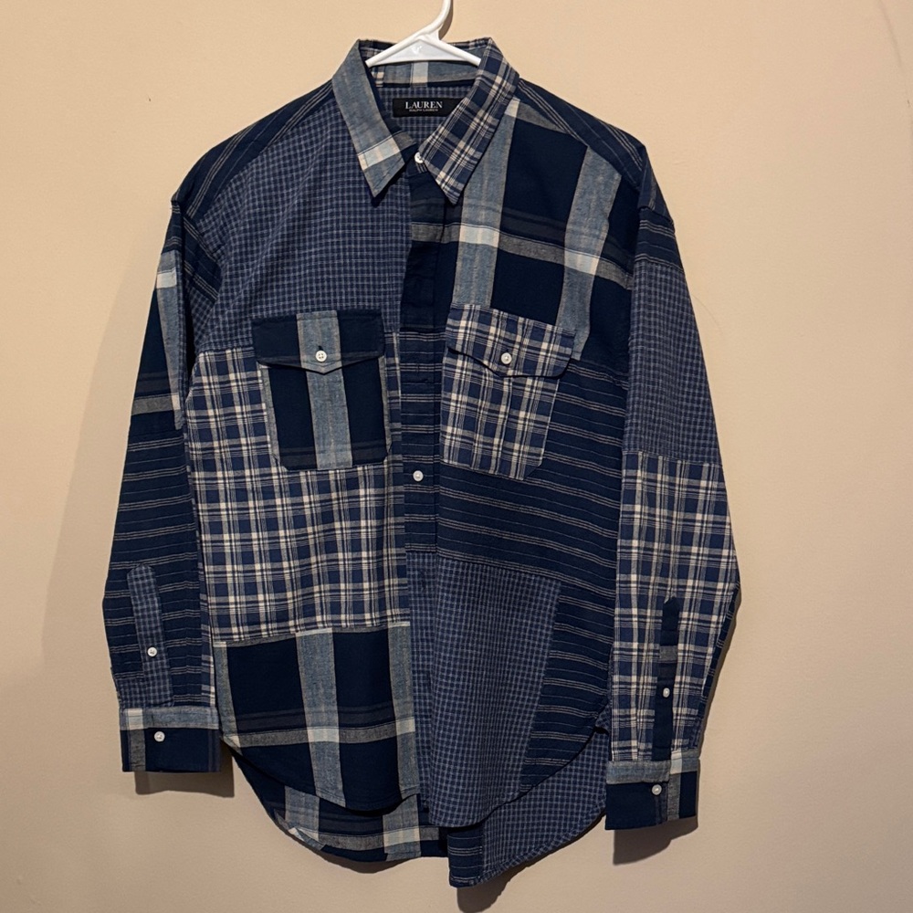 Ralph Lauren Womens Navy Patchwork Shirt